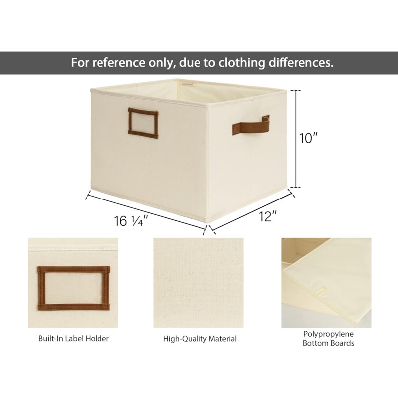 32 bacs de rangement décoratifs pour tablettes, paniers de rangement avec poignées en polyuréthane, lavage à la main, toile, blanc ivoire, paquet de 3