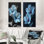«Blue Crystal Hibiscus Botanical Beauty II», ensemble de 2 décorations murales en métal nature - imprimé sur métal