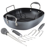 Anolon Advanced Home Hard Anodized Nonstick Roaster / Roasting Pan With Utensil Set, 6 Piece, Moonstone