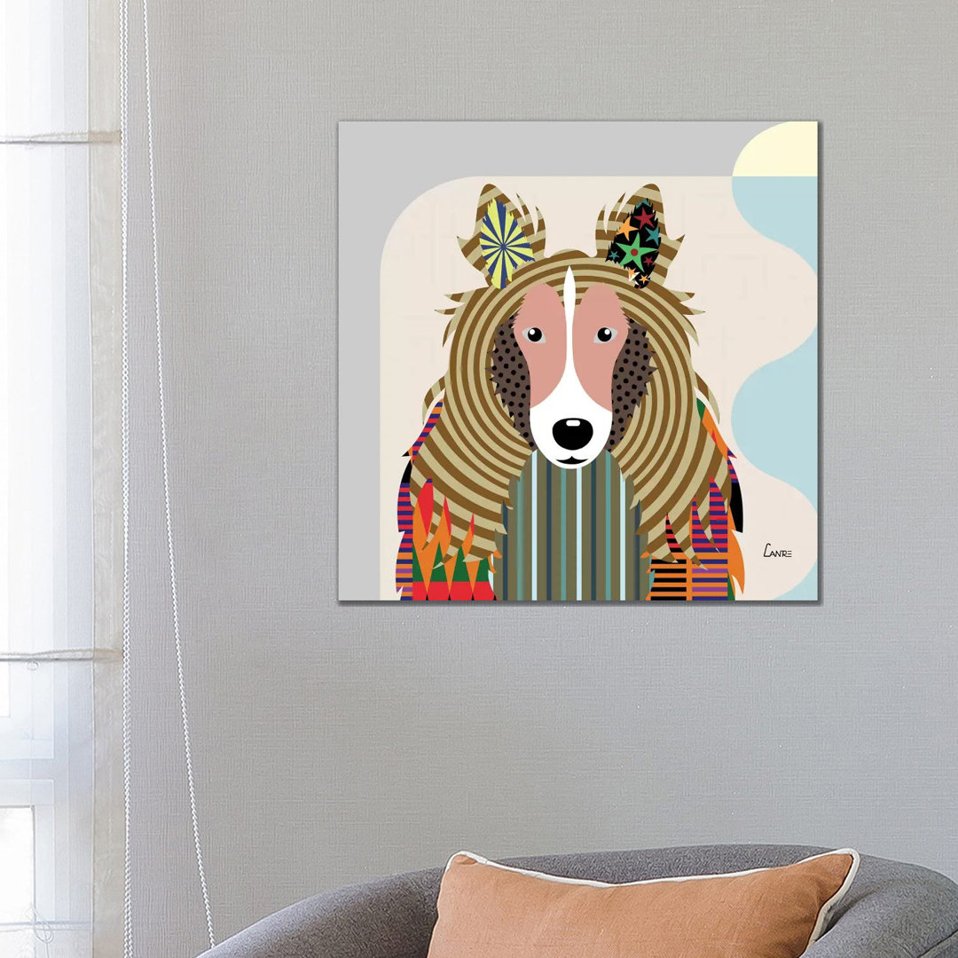 Shetland Sheepdog Sheltie by Lanre Studio - Wrapped Canvas Print