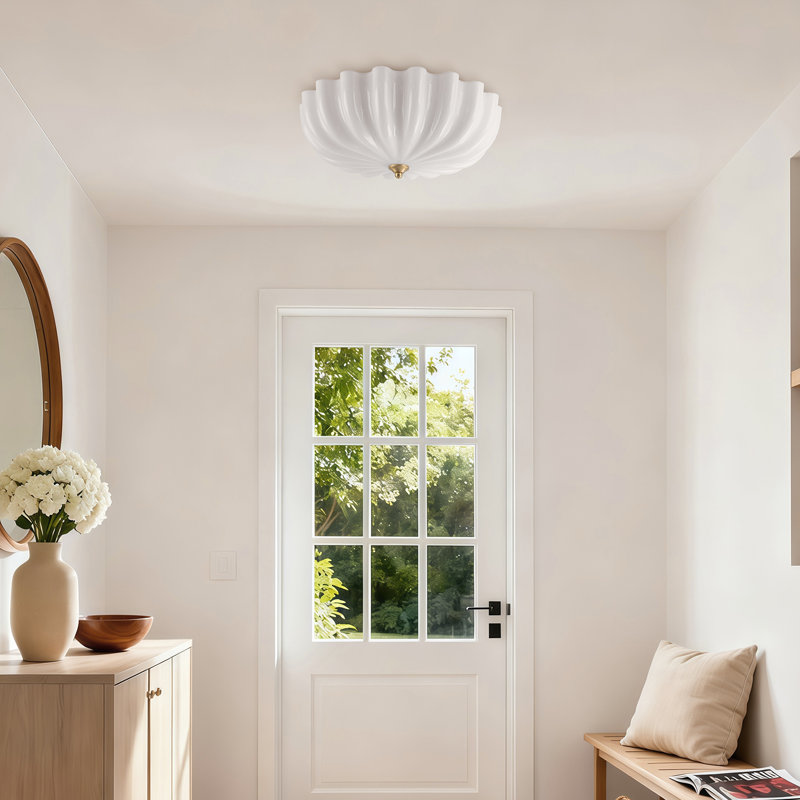 Plafonnier encastré Camellia à 3 lumières, 15,74 po de largeur, verre opale, Plafonnier encastré