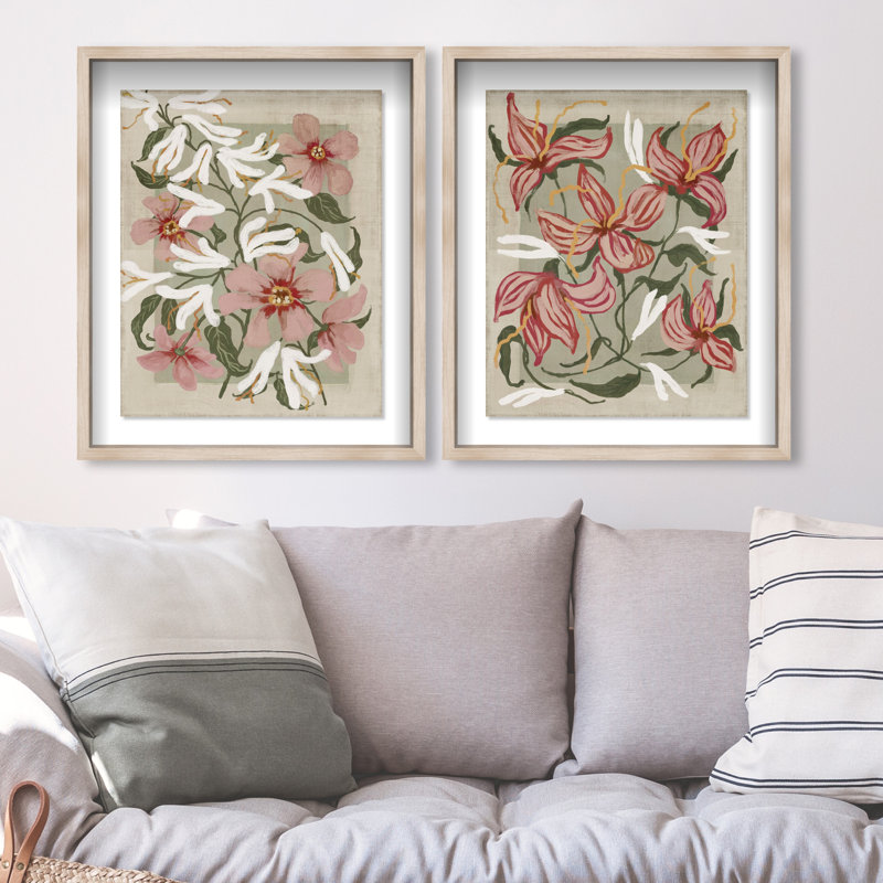 Lilies Flower Set Set by Oliver Gal, 25.5" H x 21.5" W, Natural Oak Shadowbox