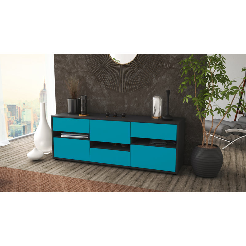 Yandell TV Stand for TVs up to 60", Turquoise / Matte Anthracite