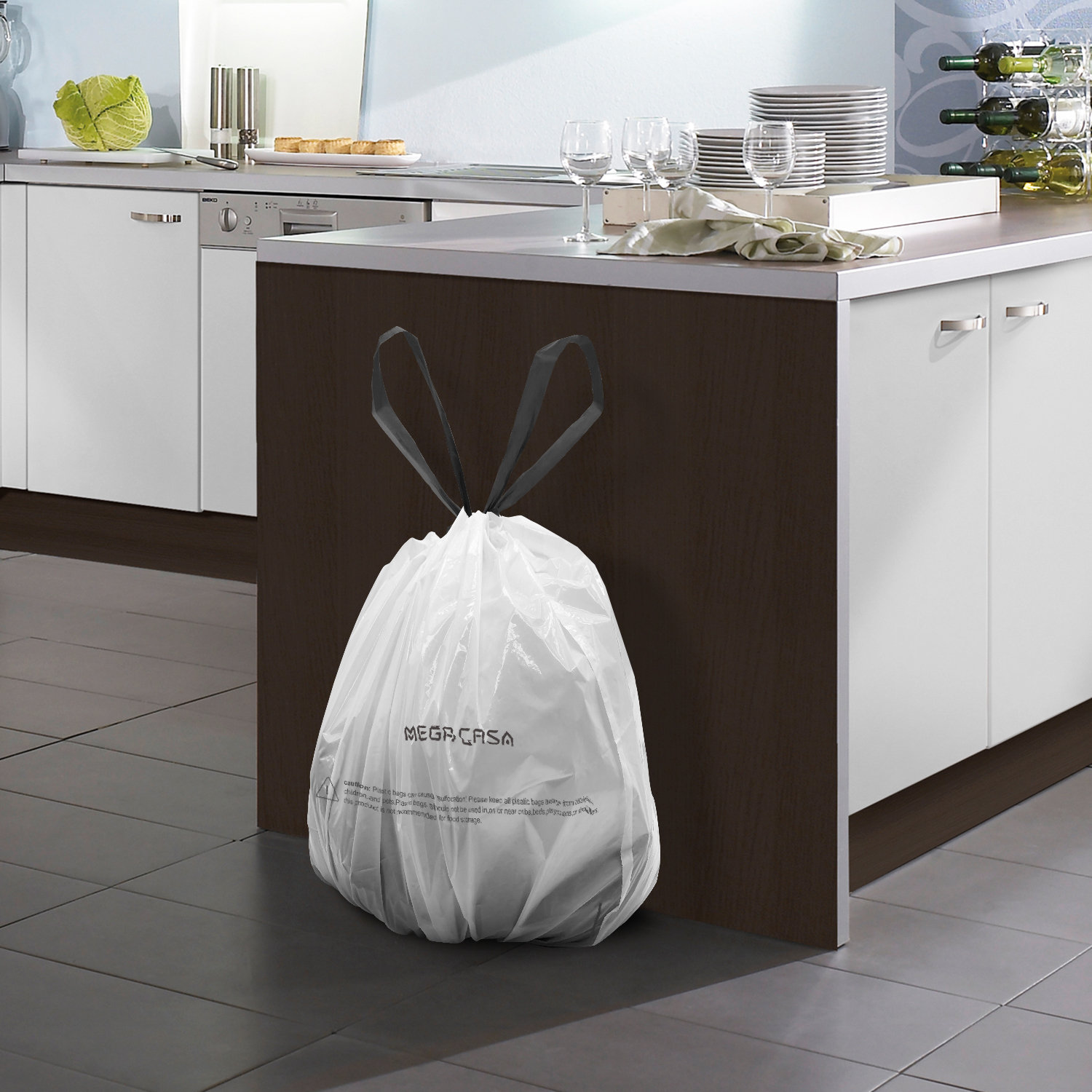 simplehuman Code H Custom Fit Drawstring Trash Bags, 8 Gallon - 60 count