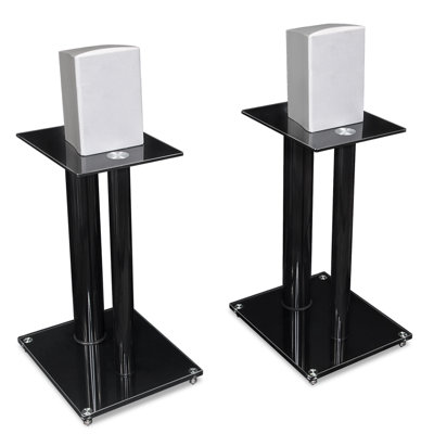 Mount-It! Satellite Speaker Stands for Surround Sound Home Theaters, Glass, and Aluminum