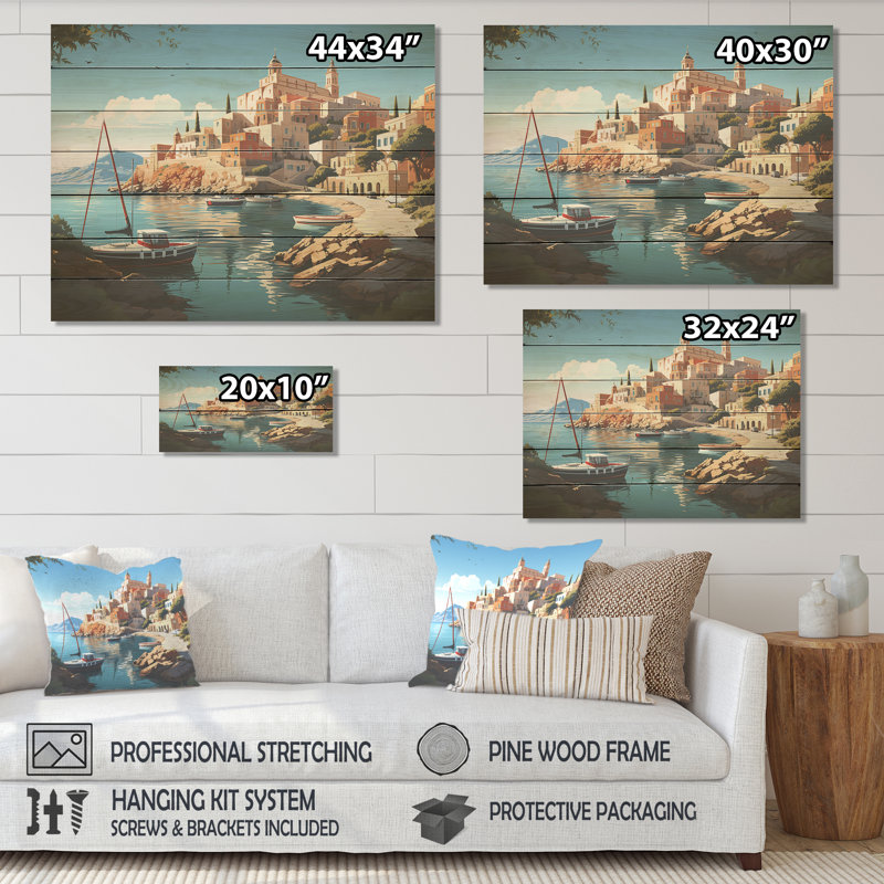 Capri, Italie, paysage côtier, rêve V - Italie, paysage sur bois, H 10 po x l 20 po
