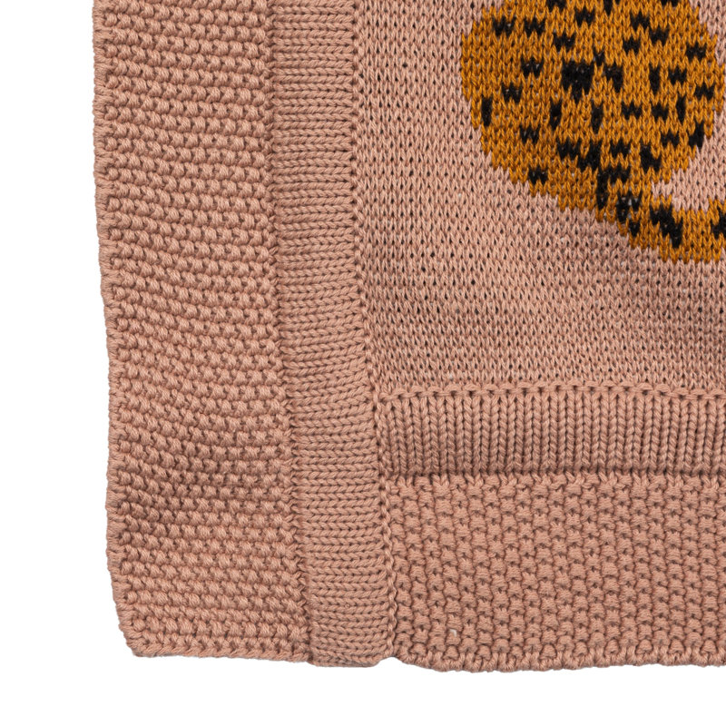 Cotton Knit Throw With Cheetahs