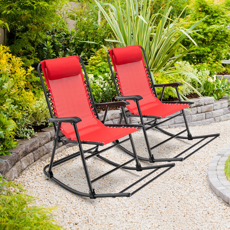 Chaise berçante d'extérieur en métal Myiesha, Rouge
