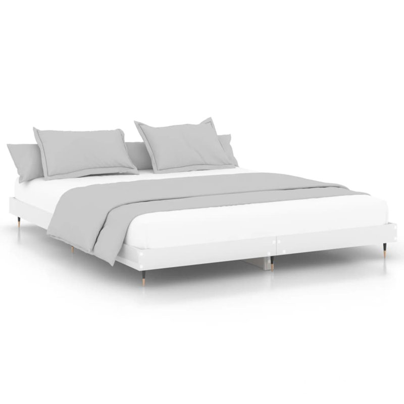 Loginov Bed Frame, 140 x 200cm, High Gloss White/Gold
