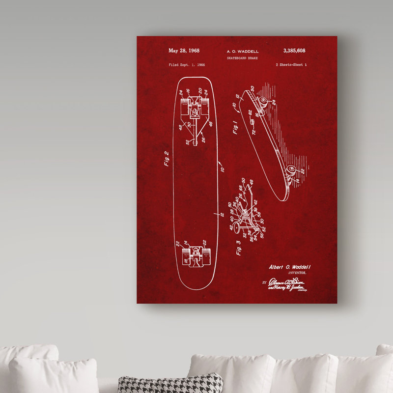 «Skateboard» par Manilo, reproduction d'art sur toile tendue, H 19 po x l 14 po