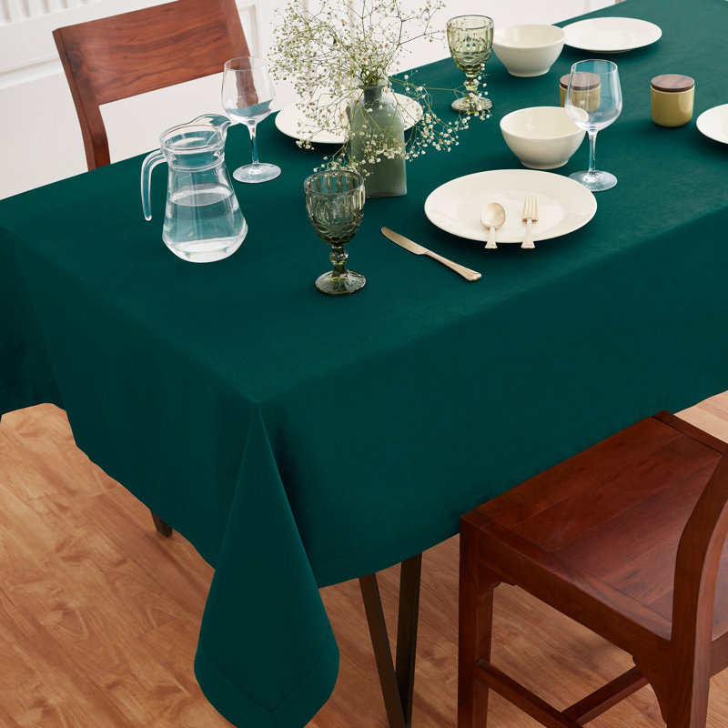 Dru Cotton Linen Plain Tablecloth, Dark Green, 72" x 54"
