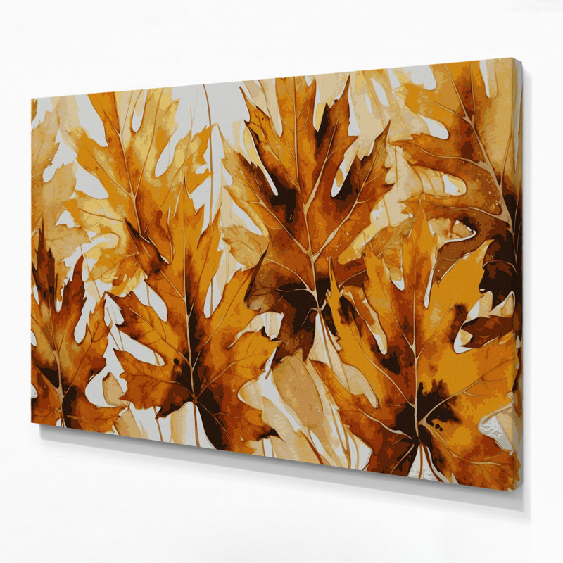 «Botanical Poplar Leaves», art mural sur toile brune, H 8 po x l 10 po
