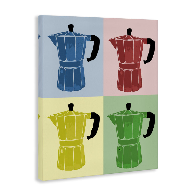  «Coffee Espresso Pop Style», art mural sur toile par Daniela Santiago, H 48 po x l 36 po