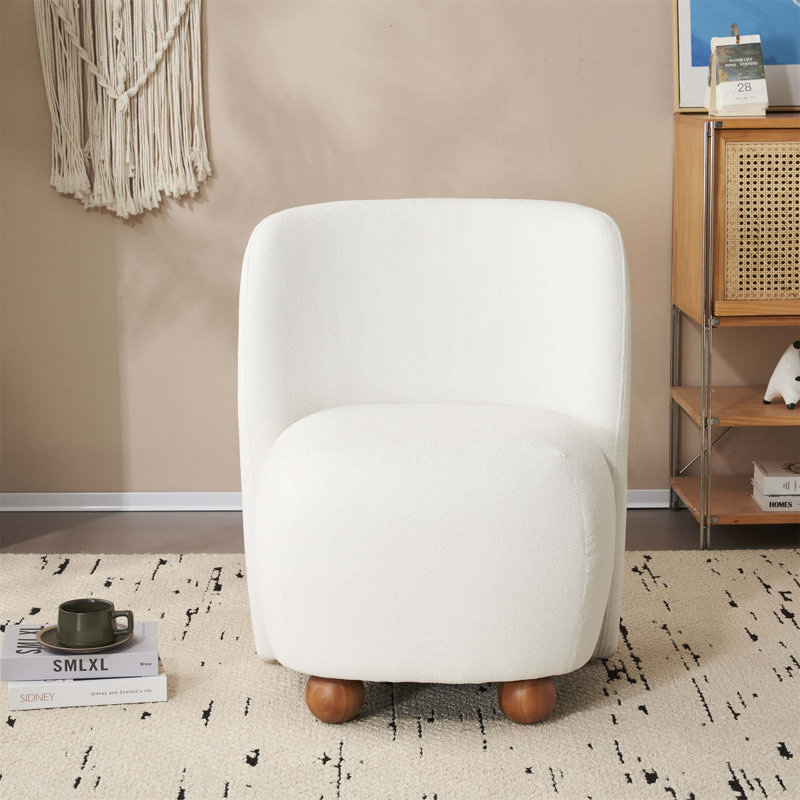 Emmet Upholstered Accent Chair, White Polyester Blend
