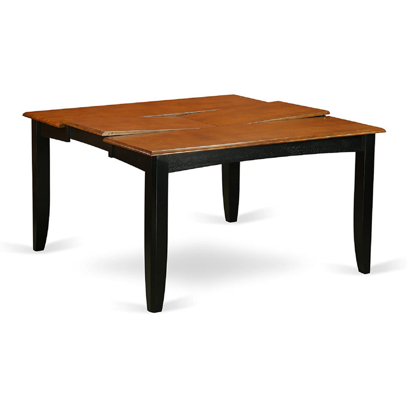 5 Piece Dining Set Includes a Square Dining Table with Butterfly Leaf and 4 Linen Fabric Kitchen Room Chairs, Black & Cherry