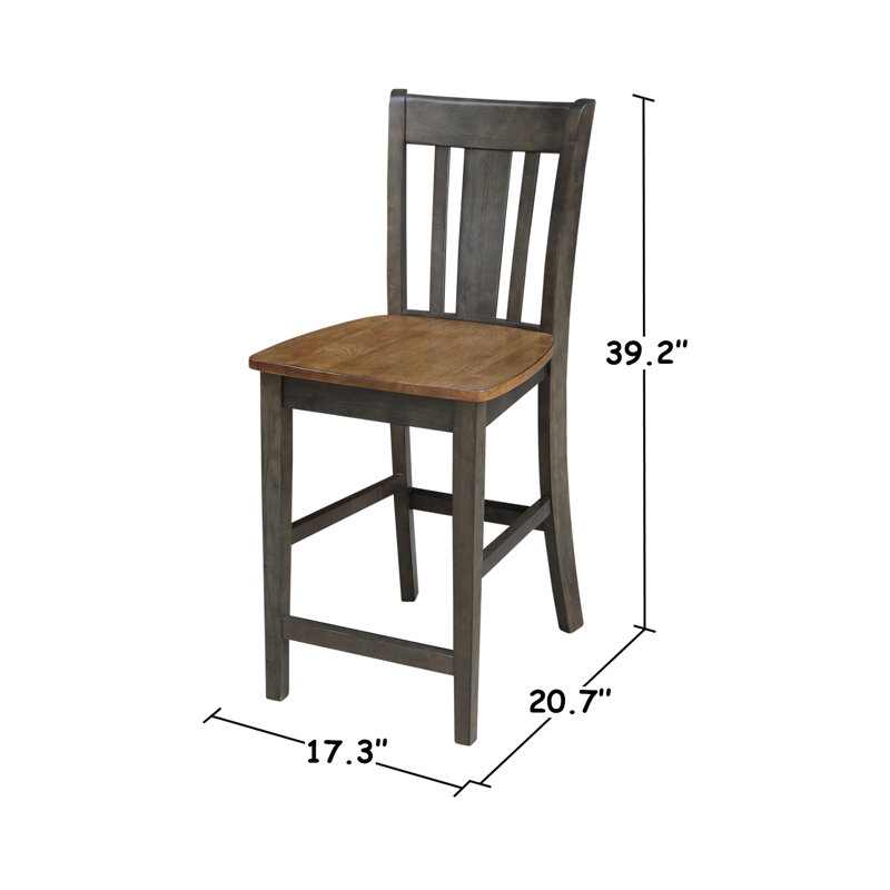 Palladino 3 - Piece Counter Height Solid Wood Dining Set, Hickory/Washed Coal