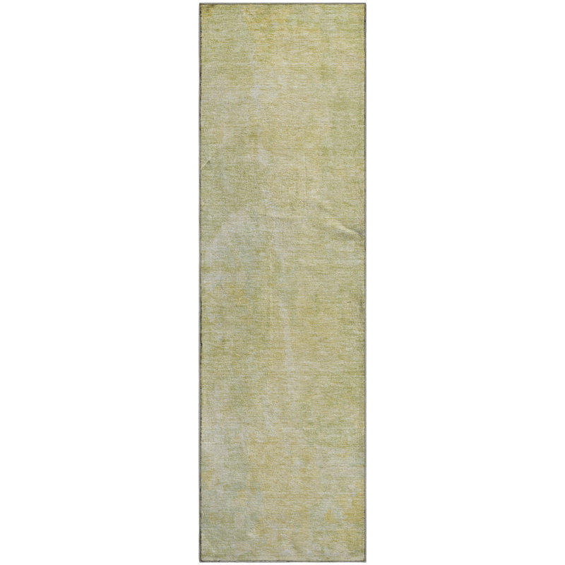 Premium Machine Washable Cerrito AMF573 Gold Rug, Runner 2'3" x 7'6"