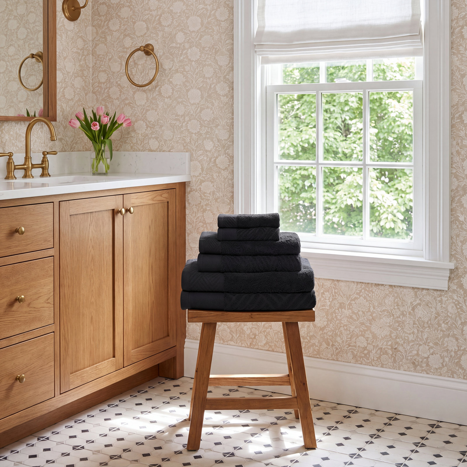 6-Piece Certified Egyptian Cotton Towel Set, Black