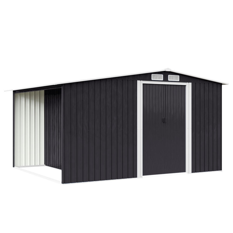 Garden Metal Storage Shed with Log Storage