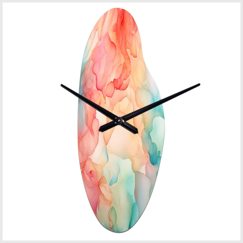 Scholtz - Curved Shape Large Orange Wall Clock - Unique Shape, Moyenne