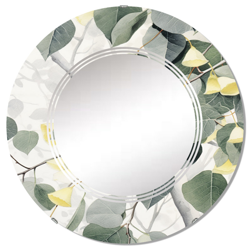 Anacapo - Floral Wall Mirror Round, 32 po x 32 po