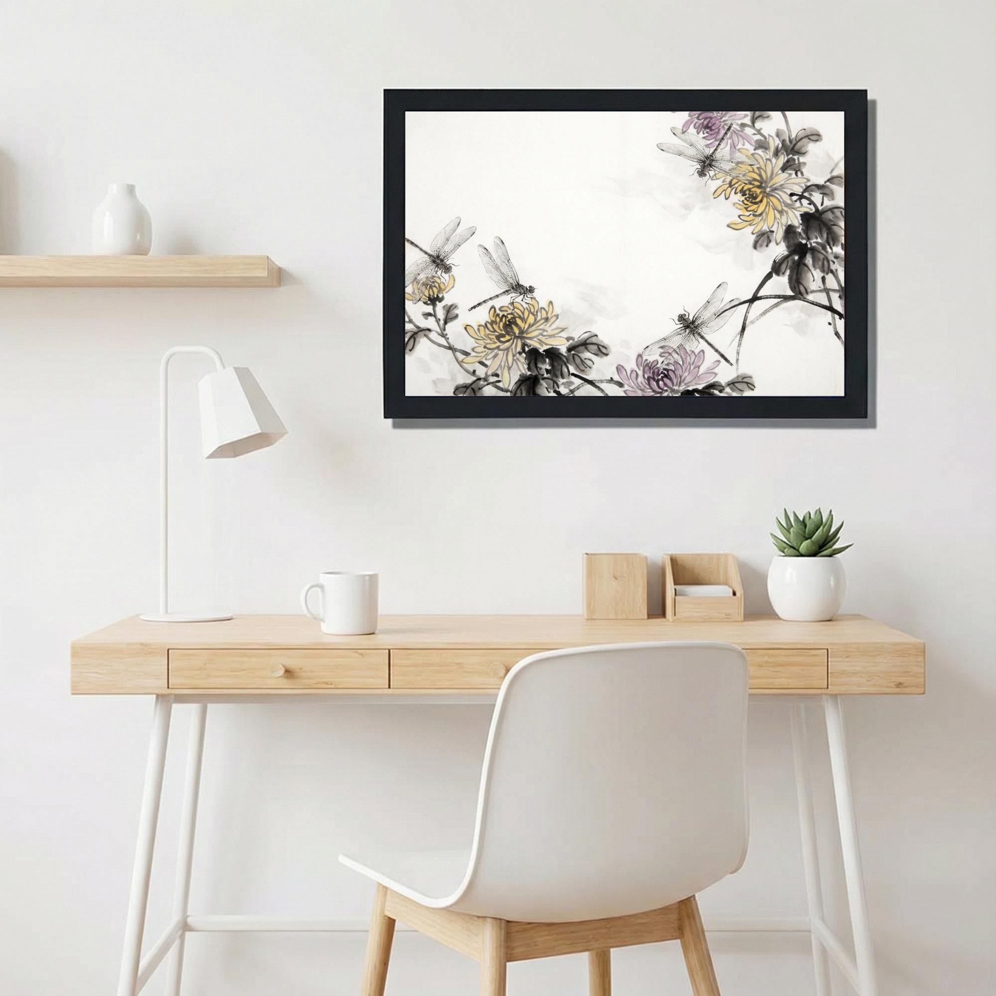 Winston Porter Floral And Dragonfly Watercolor Canvas Wrapped Wall Art ...