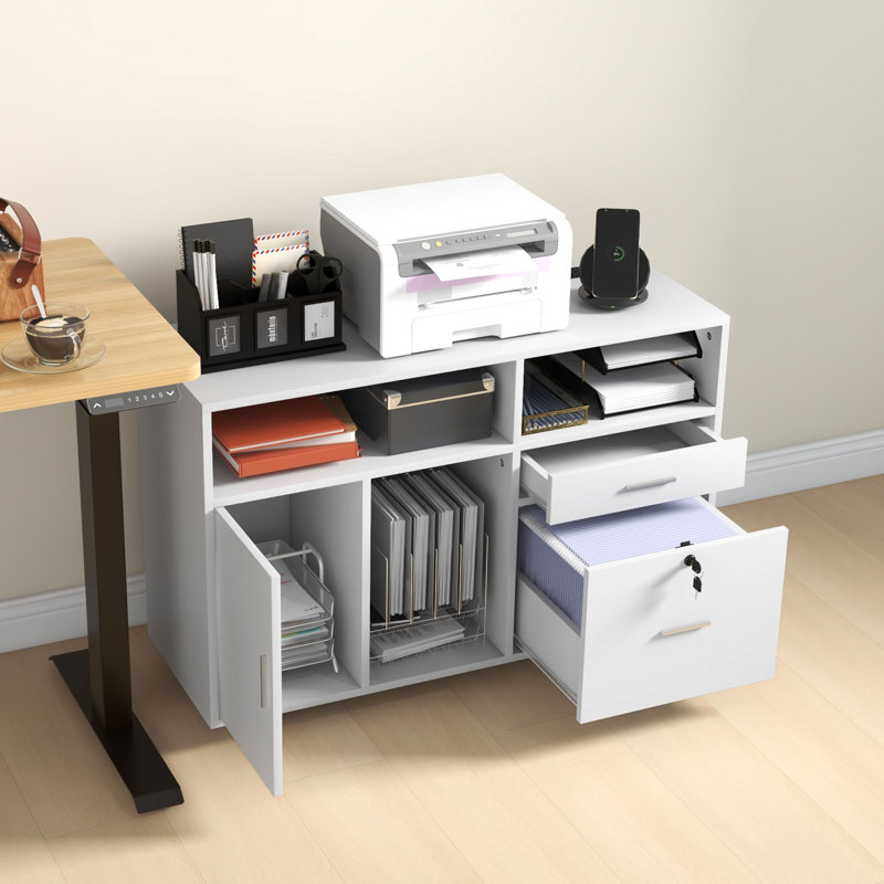 Classeur mobile 2 tiroirs avec station de charge et ports USB