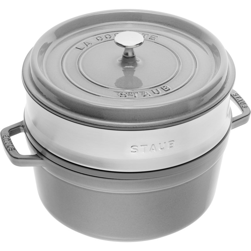 STAUB 5.2 l Cast Iron Round Casserole Dish with Lid, Grey