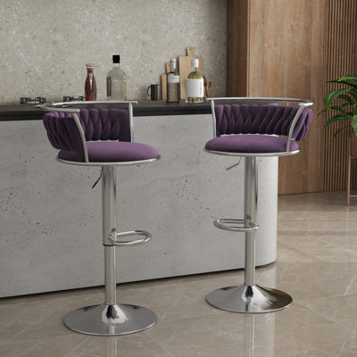 Tabouret de bar pivotant moderne avec dossier Ginko, tabouret d'îlot de cuisine à hauteur réglable avec siège rembourré et repose-pieds
