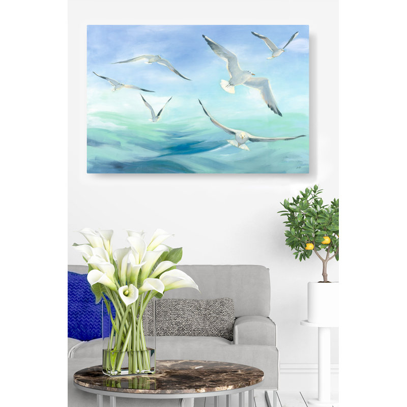 Oiseaux en vol, mouettes au-dessus de la mer, oiseaux, vol, côtier, tropical, nautique, bleu, vert, bleu sarcelle, turquoise, cyan, blanc