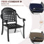 Sièges de patio en fonte d'aluminium, 2 pièces, noir, revêtement imperméable, coussins confortables, 2 fauteuils empilables peu encombrants, robustes et ergonomiques,