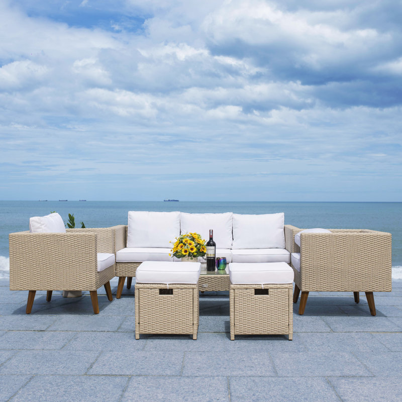 Chilton 7 - Person Patio Conversation Set with Cushions, Beige