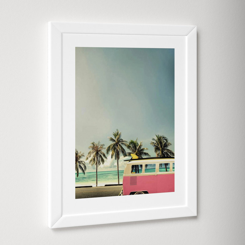 Surf Bus Pink by Design Fabrikken, 15.25" H x 12" W x 0.75" D, Matte White