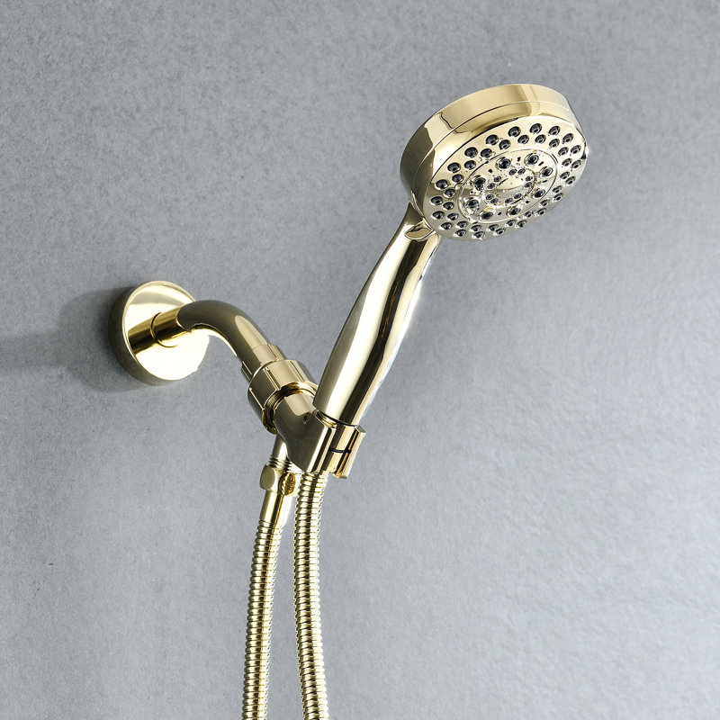 5 Spray Mode Handheld Shower - Abs, Removable Water , Wall Mounted, Round Shape, Adjustable Head With Modes 3.5" Diameter Head, Good Heat Resistance, Flow And Pattern, Includes Hose
