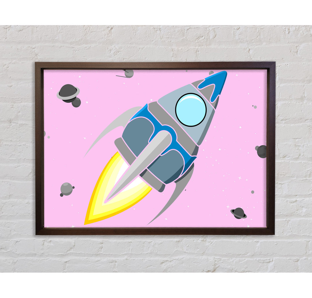 Rocket Ship Pink - Einzelner Bilderrahmen Kunstdrucke auf Leinwand