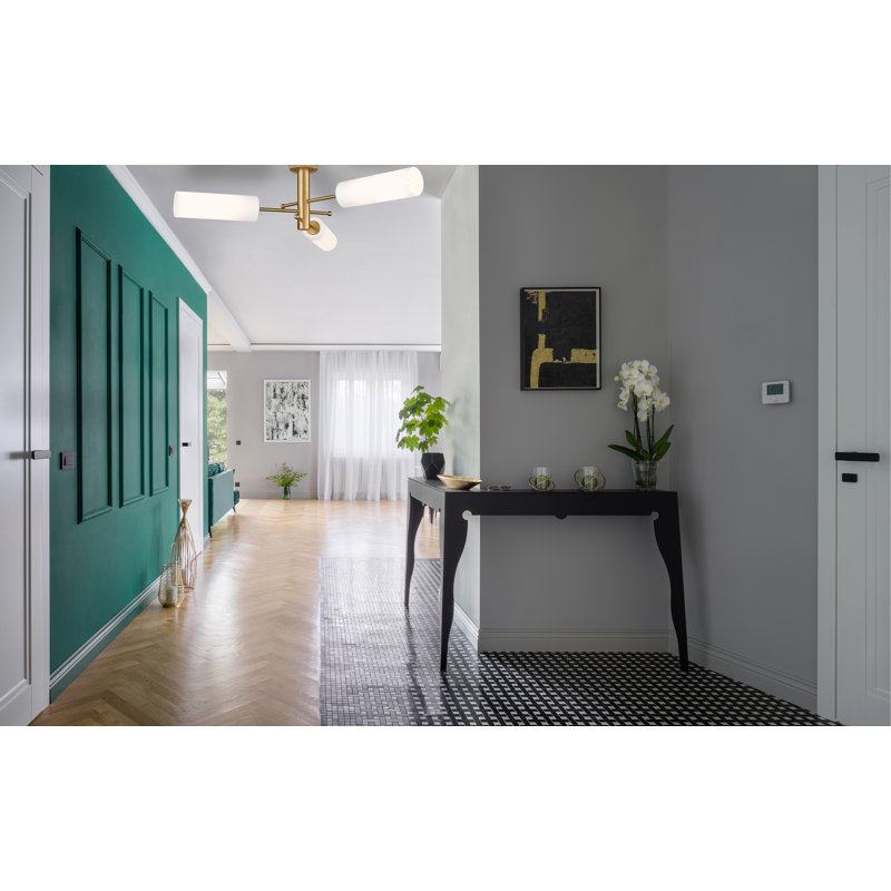 Plafonnier encastré 3 lumières Crown Point, Laiton brossé, Blanc mat, H 10,13 po x l 39,25 po x P 39,25 po
