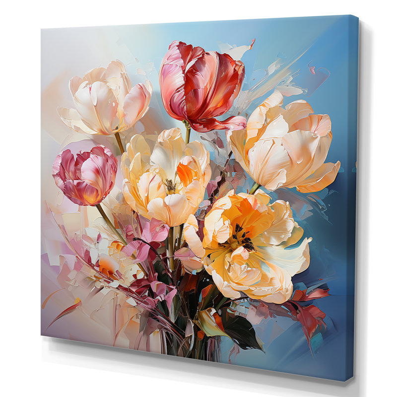 Bouquet de tulipes, nature morte I, H 36 po x l 36 po x P 1,5 po, Toile tendue