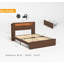 Base de lit en bois avec plateforme grand lit, bibliothèque, tiroirs de rangement, tête de lit à DEL, assemblage facile, brun-6335405