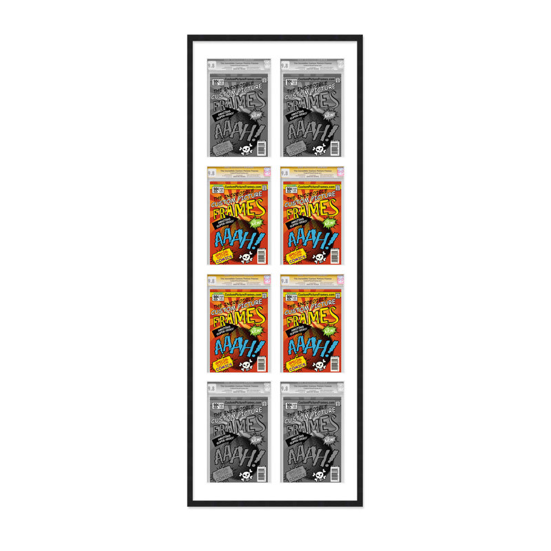 Wood Picture Frame with Mat, 8.125" x 13", White/Black, 30" x 58.5"