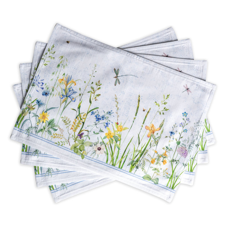 Maison d'Hermine Fleurs De Mai 100% Cotton Placemats Set 4 - 13" x 19"