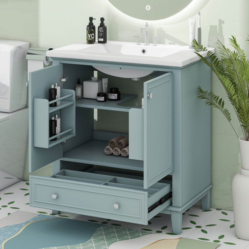 Meuble-lavabo 30 po avec lavabo et tiroir, Vert