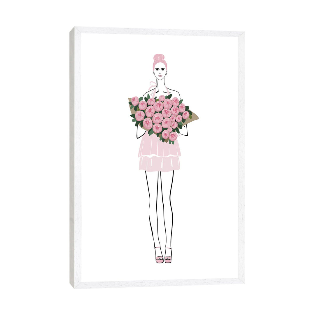 Rosa Pfingstrose Mädchen Mode Illustration von Blursbyai - Galerie-verpackt Leinwand Giclée