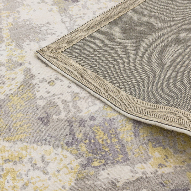 Midhurst Hand Woven Silky Gold/Grey Area Rug, Rectangle 120 x 170cm