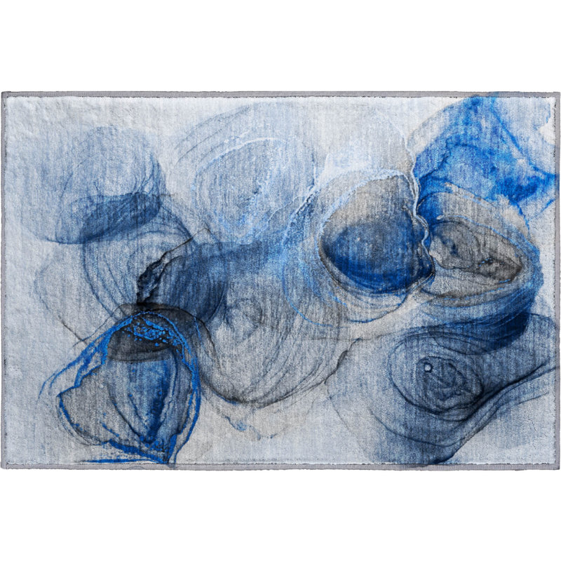 Premium Machine Washable Cerrito AMF513 Navy Rug, Rectangle 1'8" x 2'6"