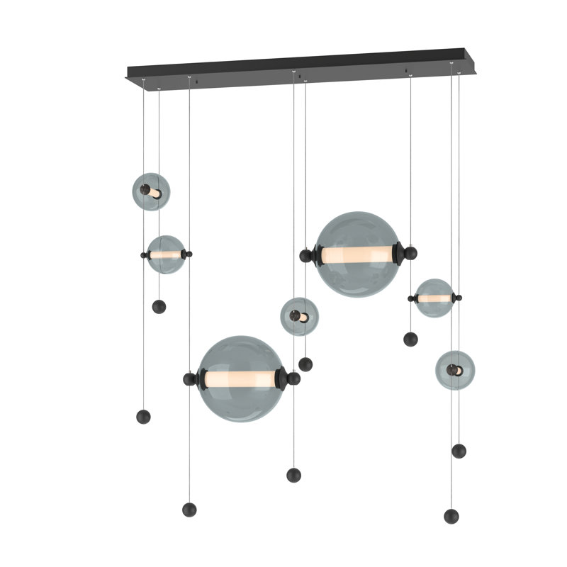 Abacus 7 - Light Cluster Globe LED Pendant, Black, Cool Gray