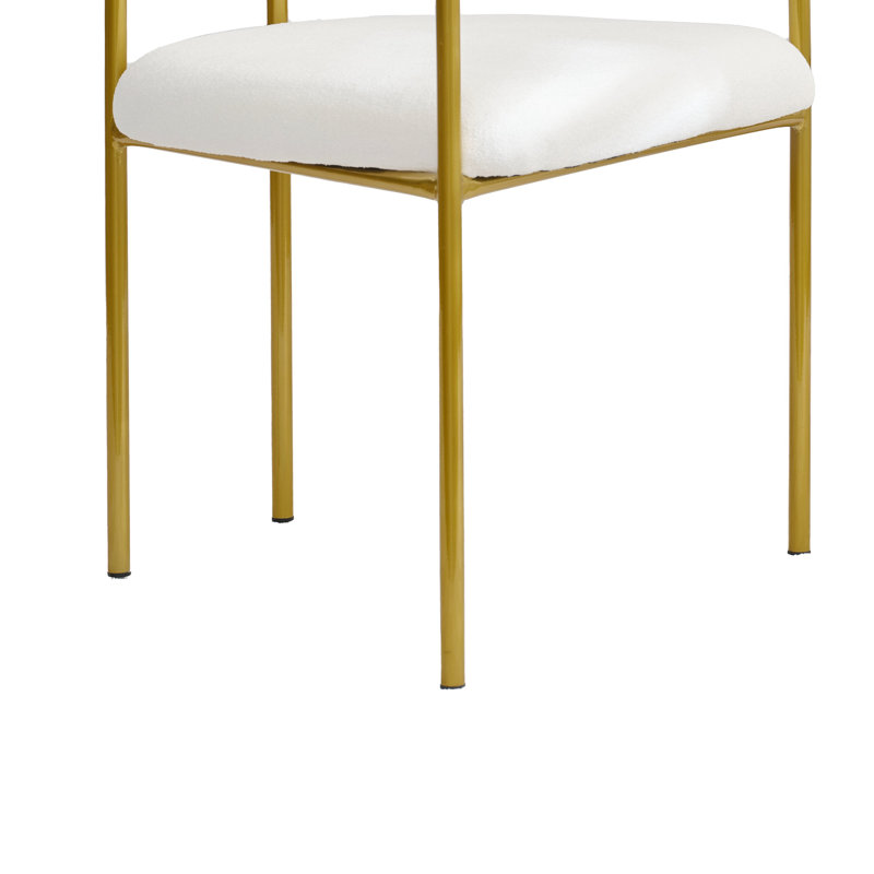 Chaise de salle à manger rembourrée Modern, 2, Blanc, Doré