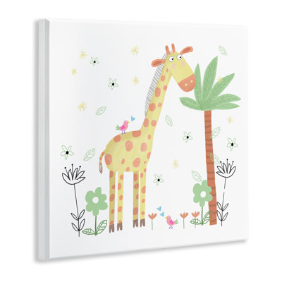 Illustration florale de bébé girafe, plaque par Carla Daly