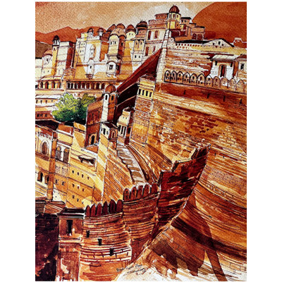 Rajasthani Voir | Stylo et aquarelle sur papier | Par Soumen Dutta