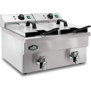 KWS Commercial 3500W Electric Deep Fryer Stainless Steel with Faucet Drain Valve System
