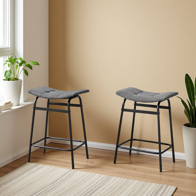 Barstool, Counter Height, Set Of 2, Kitchen, Black